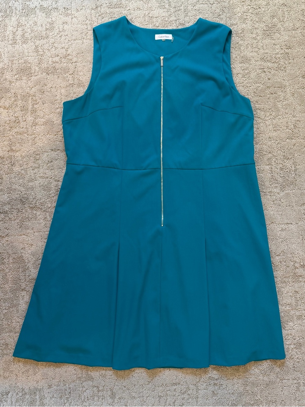 Calvin Klein Teal Sleeveless Zip-Front A-Line Dress 22W